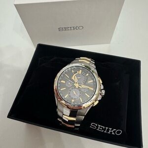 Seiko Brand New Solar Chronograph Coutura Stainless Steel Men’s Watch 44mm